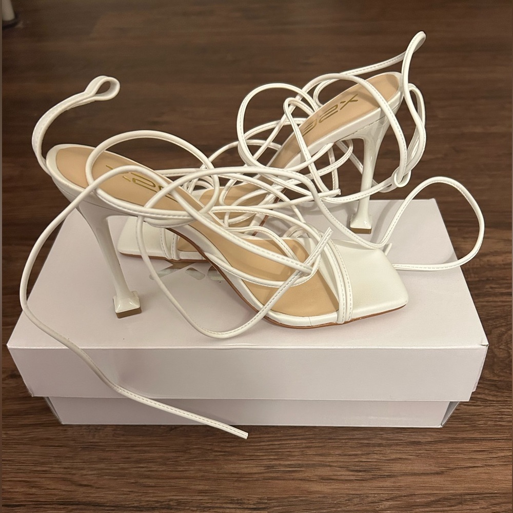 White Strappy X2B Heels